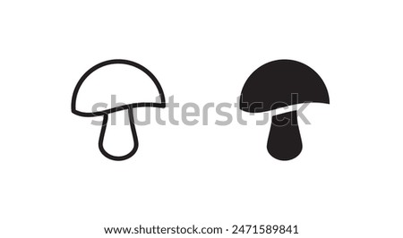 Champignon mushroom icon button, vector, sign, symbol, logo, illustration, editable stroke, flat design style isolated on white