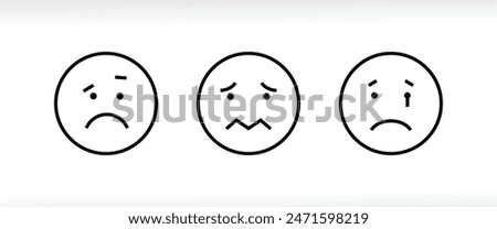 Pensive face line icon. Sad face with closed eyes. Disappointed, hurt or lonely emoticon. Facial expression button, vector, sign, symbol, logo, illustration, editable stroke, flat design style 