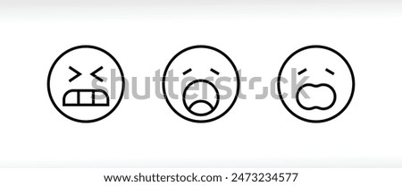 Irritated angry mad emoji, angry  reaction symbol, Furious  icons button, vector, sign, symbol, logo, illustration, editable stroke, design style isolated on white linear pictogram