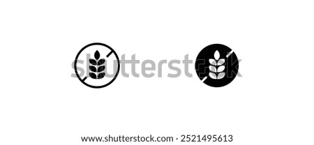 gluten free food allergy product dietary wheat ears icon. Gluten free icon,, Agriculture line and flat icons set, editable stroke isolated on white, linear vector outline , symbol logo design style