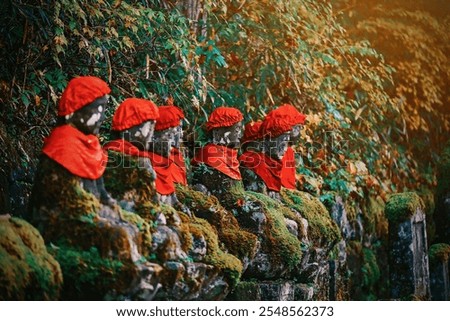 Similar – Image, Stock Photo Buddha sculpture on green nature and buddhist prayer flags