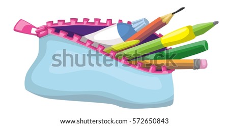 Opened pencilcase with pencils
