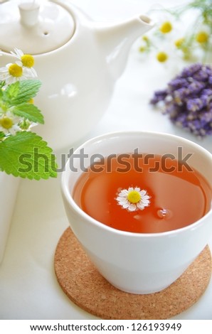 tea break with herbal flowers