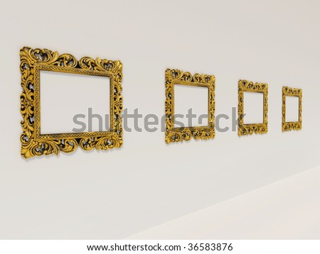 picture-gallery white wall and gold frame