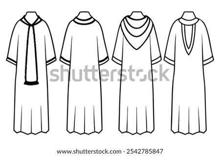 Boubou Line Art Illustration for Fashion Design 