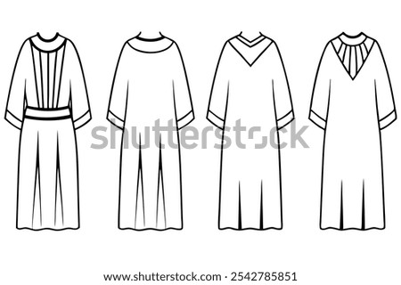 Boubou Line Art Illustration for Fashion Design 