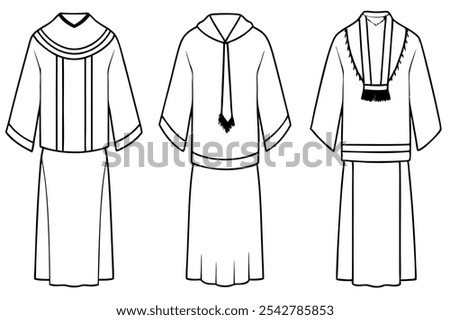 Boubou Line Art Illustration for Fashion Design 