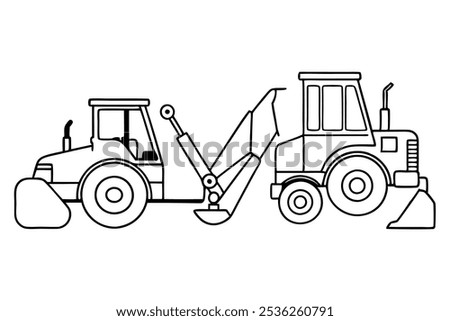 Backhoe loader line art creative design for engineering enthusiasts (3)