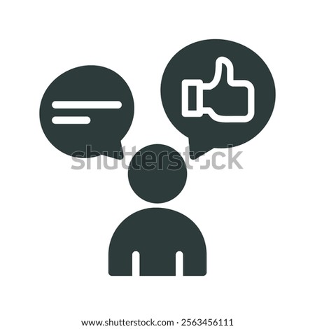 Feedback icon vector illustration. User satisfaction icon with positive feedback symbolizes approval, happiness, and constructive engagement. Simple fill style