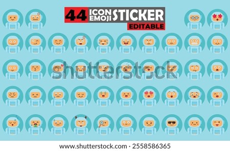 Set of User Avatar Astronaut Emoji Sticker Icon Set – Expressive Cartoon Faces Astronaut for Social Media, Apps, and Creative Designs