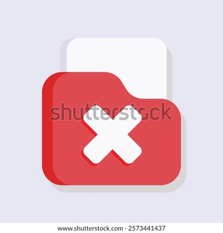 Red file folder icon with a white X marking deletion or an error message graphic