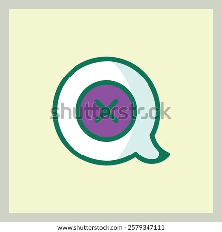 Delete icon represented by an X mark inside a speech bubble graphic