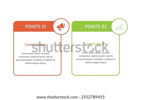 Two options business infographic template, comparison process, vector illustration