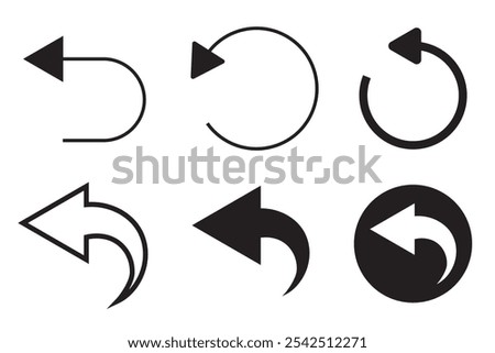 Undo icon Set Line Art, Silhouette, Outline Vector, Stock Illustrations, Graphics Design, Logo, Symbol