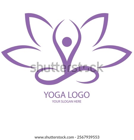 A yoga logo with purple color symbolizes spirituality, transformation, and balance. Purple is deeply associated with higher consciousness, intuition, and calm energy, making it an ideal color for 