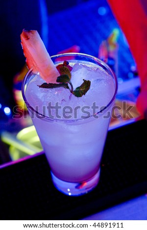 White Rum Cocktail with Cherry and Pineapple