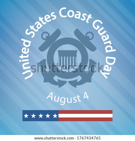 United States Coast Guard Day banner, card, poster. American professional holiday concept. USA flag and date of august 4, vector.