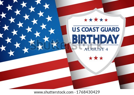 United States Coast Guard Day banner, card, poster. American professional holiday concept. USA flag and date of august 4, vector.