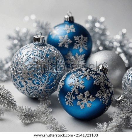 Similar – Image, Stock Photo Christmas bauble with silver and shiny stars on christmas tree