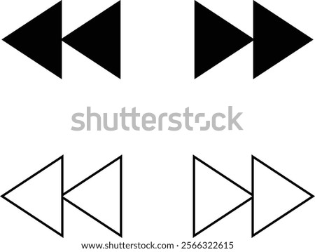 Media control icons set. Play fast next stop, forward, rewind symbols. Vector interface collection isolated on transparent background. Ui elements. Music player buttons. Video controls. Play