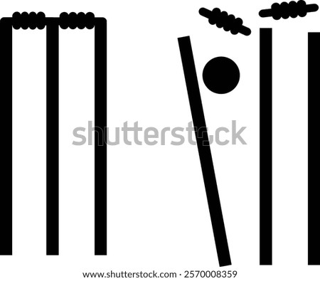 Cricket wicket icon set. Cricket game vector collection isolated on transparent background. cricket tournament wicket out elements template. vintage for clubs and team. Sports sign for web app