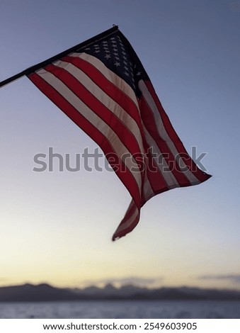 Image, Stock Photo Scenic sunset over waving sea