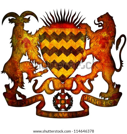 Download Old Isolated Over White Coat Of Arms Of Chad Stock Photo ...