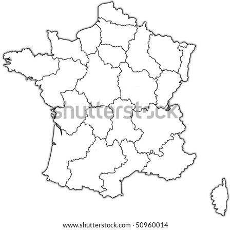 Map Of France With Territories Of Administrative Divisions Stock Photo ...