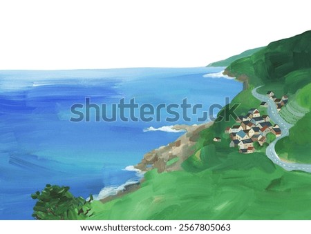 Similar – Image, Stock Photo Small coastal village with cottages in bay near snowy mountains