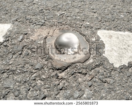 Similar – Image, Stock Photo Asphalted road with studded acoustic lane markings. Quiet country road in Spessart with verge