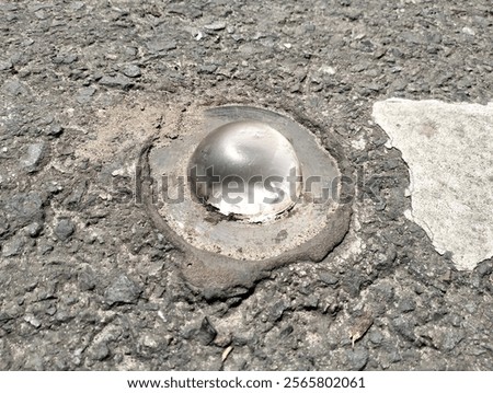 Similar – Image, Stock Photo Asphalted road with studded acoustic lane markings. Quiet country road in Spessart with verge