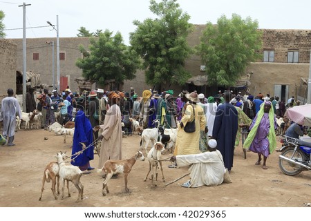 MALI - AUGUST 17: Trade in animals in Djenne, the Monday is market day in town, come from all over the country to sell their merchandise, August 17, 2009 in Djenne, Mali