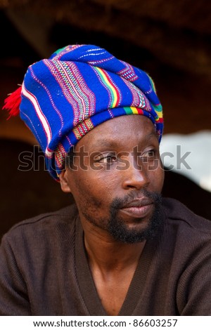 KONSO, ETHIOPIA -AUG 16: Gezahegn Kalla,the traditional king of Konso,is the 20th chief to have been in the same place,each holding position for chief usually an 18 year cycle, Aug 16,2011 in Ethiopia