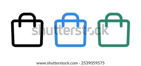 Shopping bag line vector icon set