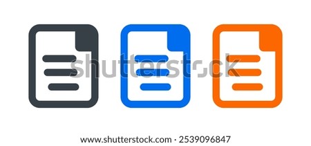 document icon set with various colors