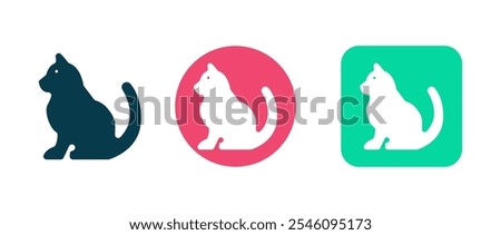 cat vector icon set isolated on white background