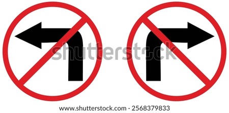 No left and Right turn Road sign. Vector illustration