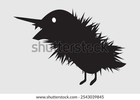 Stylized bird with spiky feathers, pointed beak, and large eyes. A playful, unique design perfect for nature, children’s themes, or quirky branding.