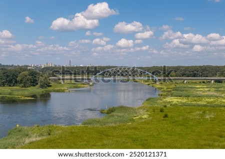 Foto Bild die Oder mit Grenzbrücken von oben