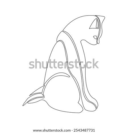 vector,line art,a cat sitting with its head bowed down