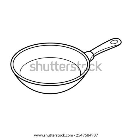 Frying Pan Outline Vector Illustration. This is a minimalist black and white outline illustration of a frying pan. 