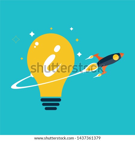 Innovation Idea bulb and rocket