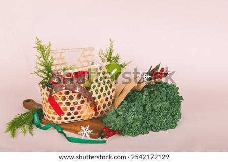 Similar – Image, Stock Photo Kale in basket View from above