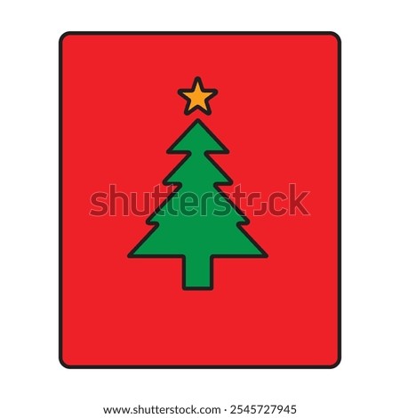 Stylish Christmas gift card icon, complete with minimalist design. Ideal for representing gift giving during the holidays and adding a touch of elegance to your seasonal designs.