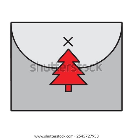 Stylish Christmas gift card icon, complete with minimalist design. Ideal for representing gift giving during the holidays and adding a touch of elegance to your seasonal designs.