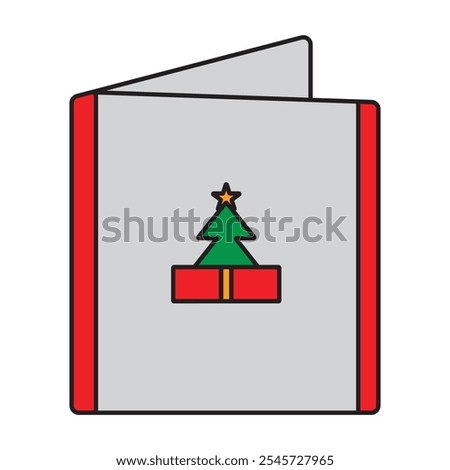 Stylish Christmas gift card icon, complete with minimalist design. Ideal for representing gift giving during the holidays and adding a touch of elegance to your seasonal designs.