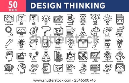 Design Thinking Icon Set Collection. Simple Line Vector