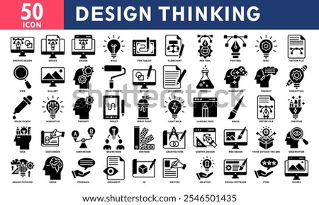 Design Thinking Icon Set Collection. Simple Glyph Vector