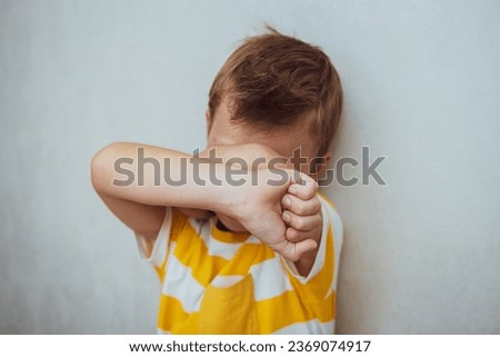 Similar – Image, Stock Photo Little shy child alone and lonely in the house