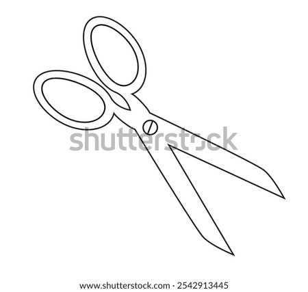 Cute cartoon vector Scissors outline draw by hand made.